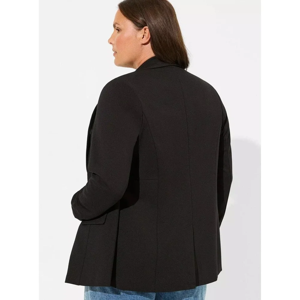 Torrid Plus Size 1 Black Ponte Double Breasted Relaxed Blazer - Picture 5 of 6